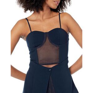 The Drop Sky Captain Organza Inset Long Black Corset Top Sz XL